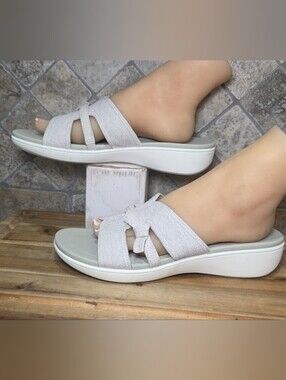 Clarks Kalinga Ashok Arla Rae Sandals Womans Size 12 M Off White Fabric